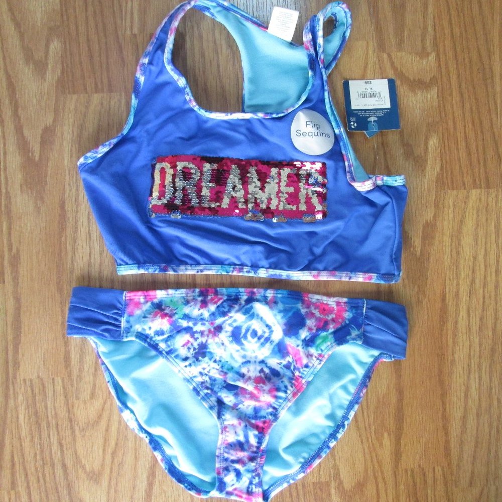 NWT Arizona Girls size 16 Dreamer sequins two piece bikini